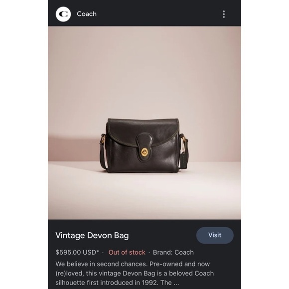 Coach Bag Black Vintage Devon Shoulder Bag- Restored - Picture 17 of 17